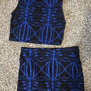Express Black and Blue Geometric Mini Skirt